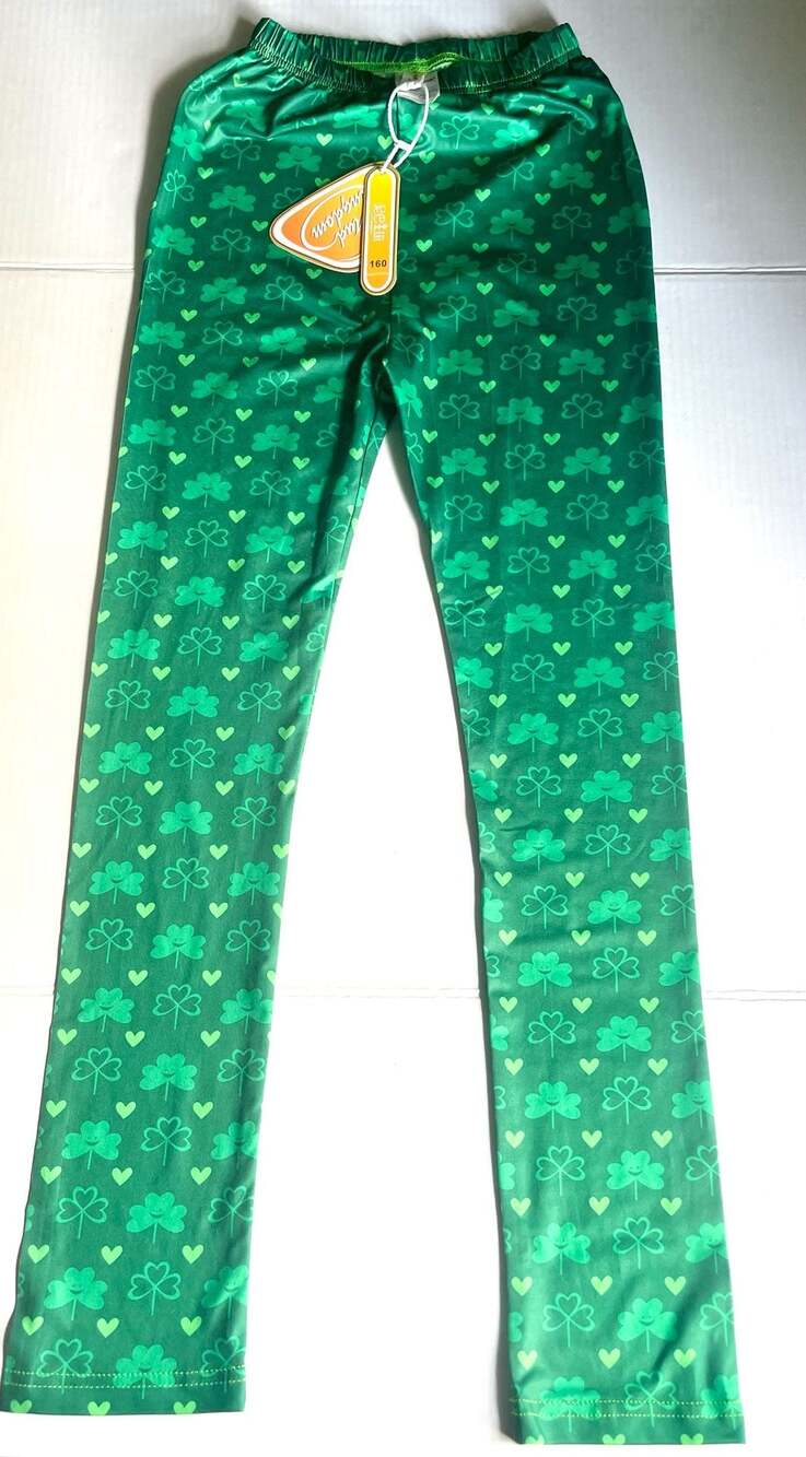 Mud Kingdom Kids Shamrock and Heart Pattern Leggings, Size 160